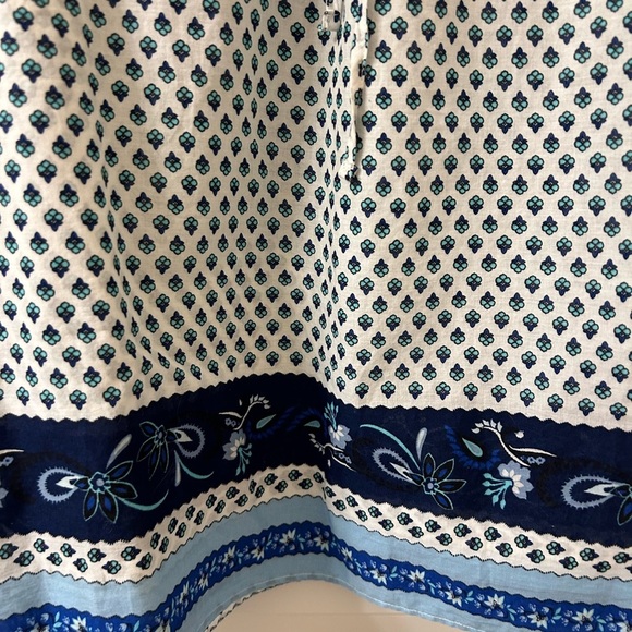 J. Crew White and Blue Ruffled 3/4 Sleeve Blouse - Picture 2 of 8